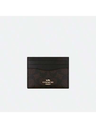 Coach محفظة بطاقة هوية رفيعة من الجلد، حامل بطاقات ائتمان مع حماية RFID، محفظة جيب أمامية للنساء مع نافذة بطاقة شفافة، محفظة بطاقات ائتمان صغيرة مدمجة مع سحاب وحلقة مفاتيح، CZ286 IMXAQ