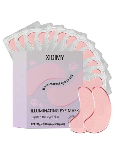 Xioimy 24 قناع عين بالورد لإنارة وترطيب البشرة ،مرطبة ، مغذية ،تجعل البشرة ناعمة ولامعة ، برائحة الورد ،تعتني ببشرتك ، قناع عين بالورد