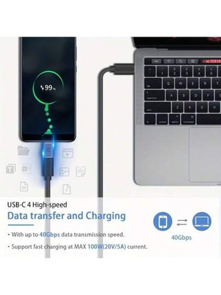 قطعتين من محول نوع USB-C، محول ذكر USB-C إلى أنثى، 40 جيجابت في الثانية، يدعم شحن سريع 100 واط وشاشات 8K @60 هرتز، متوافق مع Thunderbolt 4/3, USB-C, محاور الربط، قواعد الإضافات والأجهزة اللوحية