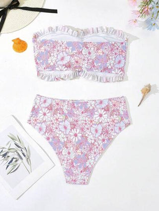 SHEIN Swim Curve طقم بيكيني لحجم كبير النساء، بنمط بسيط وعصري للاستخدام في الشاطئ والمنتجعات