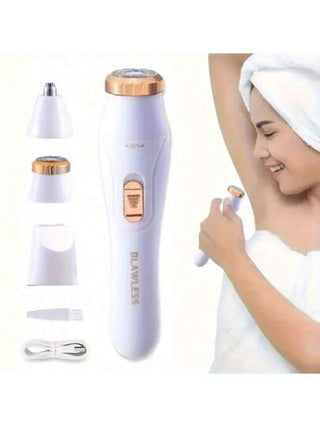 طقم إزالة الشعر الكهربائي 3 في 1 - ماكينة تشذيب شعر الوجه قابلة للشحن عبر USB، ماكينة تشذيب شعر الأنف، ماكينة إزالة شعر الإبط والساق، هدية مثالية للنساء، سعة البطارية: 150 مللي أمبير