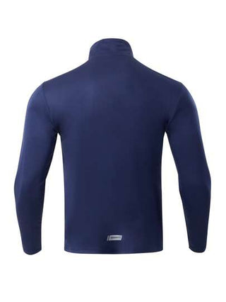 Manfinity Sport Polished تي شيرت رياضي كاجوال للرجال بياقة سحاب وطباعة حرفية بأكمام طويلة