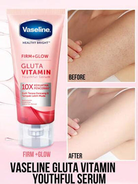 Vaseline فازلين جلوتاثيون فيتامين جوهر الشباب، تفتيح وتنوير، إشراق متألق، امتصاص سريع، غير دهني، مناسب لجميع أنواع البشرة، 10 أضعاف القوة، يحتوي على مركب متعدد الفيتامينات، مضاد للشيخوخة، مُحكم ومرطب، يقلل من التجاعيد، يحسن نسيج البشرة، مناسب للبشرة ال...