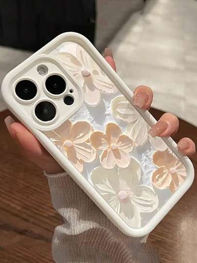 حالة هاتف TPU مطفأة مطبوعة يدويًا بنمط زهري قطعة واحدة ، متوافقة مع iPhone 16/15/14/13/12/11 Pro Max ، A55/54/53/52/51 ، S24/23/22/21 Ultra