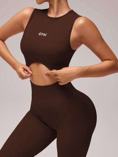 Eassivo Eassivo مجموعة رياضية للنساء تتكون من توب قصير مطبوع عليه أحرف وبنطلون لصق، للتمارين الرياضية ولياقة البدنية