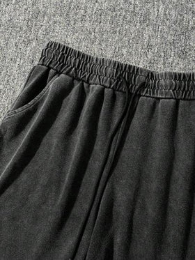 طقم سترة بلا أكمام وشورت مغسول ومشوه للرجال