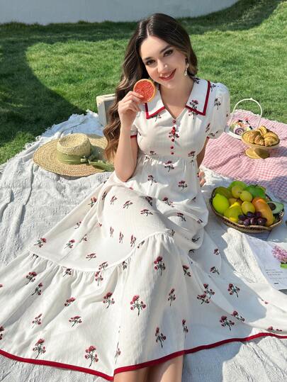 Modelyn العيد فستان نسائي موضة بلون مجزأ مُنسدِل، للربيع والصيف
