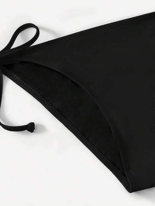 Swim مجموعة بكيني من 2 قطع ذات لون أحادي بحمالة وربطة خلفية، للاستخدام في الصيف والعطلات الشاطئية