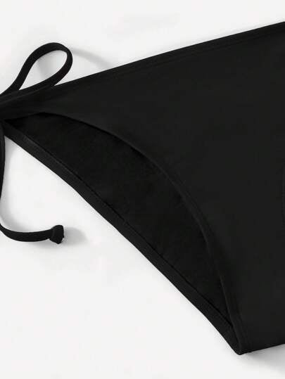 Swim مجموعة بكيني من 2 قطع ذات لون أحادي بحمالة وربطة خلفية، للاستخدام في الصيف والعطلات الشاطئية