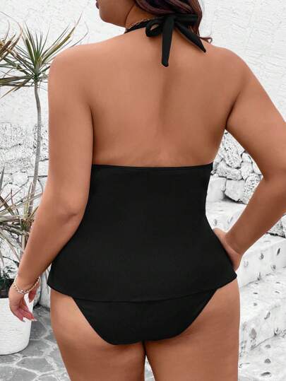 Swim Lushoire بكيني شيك ذو عنق مزخرف مقاس كبير