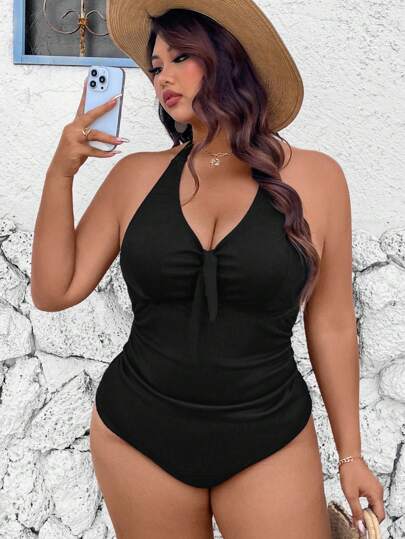 Swim Lushoire بكيني شيك ذو عنق مزخرف مقاس كبير
