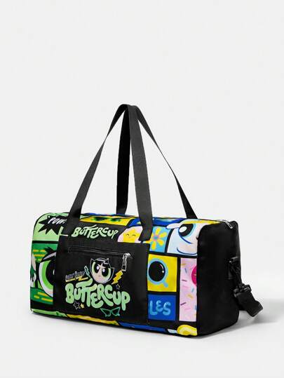 THE POWERPUFF GIRLS X  حقيبة تسوق كبيرة السعة مطبوعة برسومات كرتونية للنساء