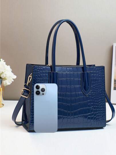 حقيبة نسائية صغيرة مربعة جديدة باللون الأحادي ذات طبعات من عيدان الأسنان ، حقيبة كتف عصرية ذات سعة كبيرة للاستخدام اليومي والسفر والتسوق
