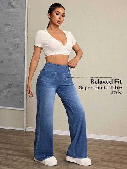 Flexra سراويل جينز كاجوال نسائية، بتصميم بسيط وعصري للارتداء اليومي