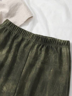 SHEIN بنطلون فتيات المراهقات الأخضر العسكري البالي المريح الجديد لربيع/صيف 2025، مناسب للارتداء اليومي والألعاب الخارجية والعطلات العائلية