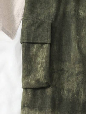 SHEIN بنطلون فتيات المراهقات الأخضر العسكري البالي المريح الجديد لربيع/صيف 2025، مناسب للارتداء اليومي والألعاب الخارجية والعطلات العائلية