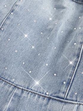 SHEIN MOD جمبسوت قصيرة بانديو جينز بسيطة للنساء، للاستخدام اليومي الكاجوال