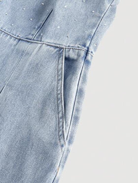 SHEIN MOD جمبسوت قصيرة بانديو جينز بسيطة للنساء، للاستخدام اليومي الكاجوال