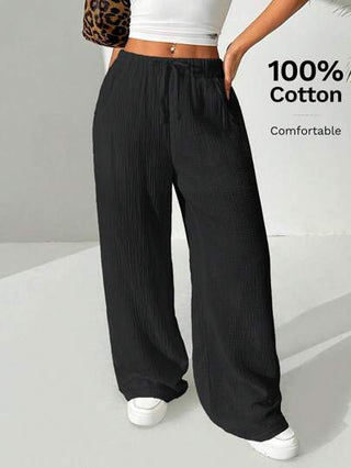 EZwear سروال نسائي يومي بسيط بلون سادة طويل