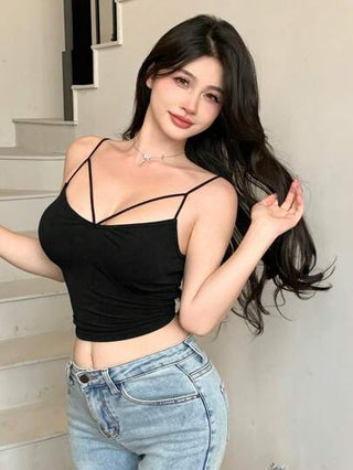 DAZY ملابس علوية كامي مشد مشغول بفتحات ، للنساء للصيف، قمصان خرجات