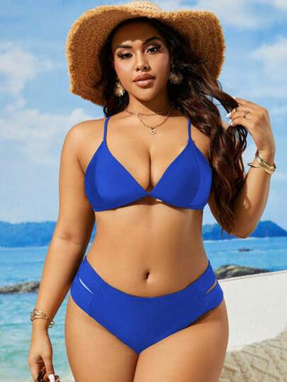 SHEIN Swim Curve ملابس سباحة سفلية للنساء ذوات الحجم الكبير صيفية عديمة الطبعات بخصر منخفض للأجازات والشاطئ
