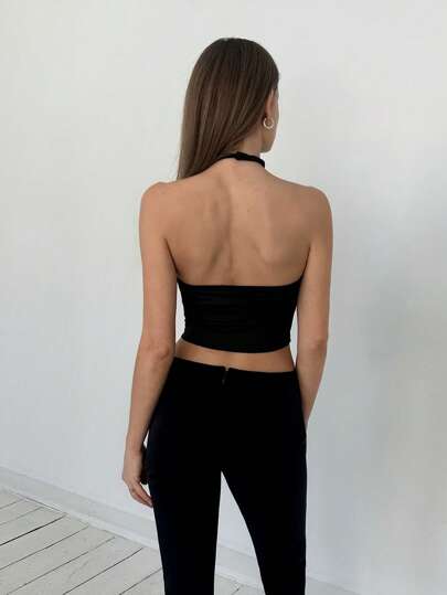 EZwear ملابس علوية أكمام بلا أكمام لون أحادي، بسيطة وأنيقة، مناسبة للصيف