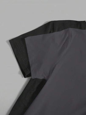 SHEIN Vacaura طقم من 2 قطعة تي شيرت كاجوال بطبعة نسر للفتيان المراهقين، بياقة مستديرة