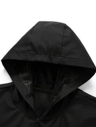 Manfinity Homme معطف قصير كاجوال رجالي بسحاب وكابوشون أكمام طويلة ذو لون أحادي