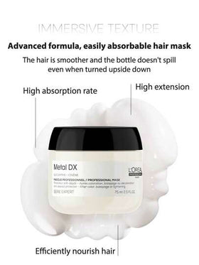 L'Oreal [ميني] قناع الشعر المهني المعدني DX 75مل | رعاية مغذية عميقة | يحمي لون الشعر، يمنع التلف، يغذي الشعر | مناسب للشعر الجاف والتالف | خالي من الكبريتات [تغليف عشوائي (2 أنماط)]