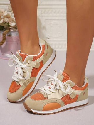 أحذية رياضية كاجوال منصة سميكة برتقالية للنساء