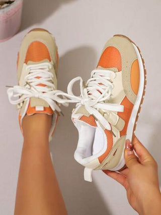 أحذية رياضية كاجوال منصة سميكة برتقالية للنساء