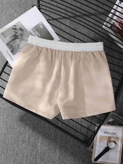 Manfinity Homme شورت رجالي بخصر مرن قابل للسحب ،ملابس رجالية شورتات
