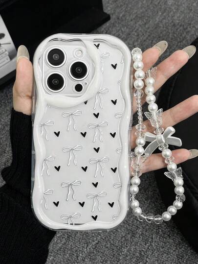 قطعة واحدة من غطاء واقي موضي للهاتف مقاوم للصدمات وأنيق بطباعة الفراشة، متوافق مع هواتف iPhone 11 12 13 14 11Promax 12Promax 13Promax 14Promax XR 15 15PRO 15PROMAX وGalaxyA05/A15/A25/A35/A53/A54/A55/S23/S24، يأتي مع سلسلة معصم