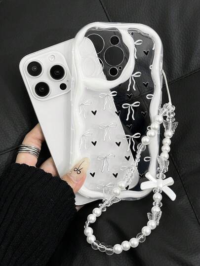 قطعة واحدة من غطاء واقي موضي للهاتف مقاوم للصدمات وأنيق بطباعة الفراشة، متوافق مع هواتف iPhone 11 12 13 14 11Promax 12Promax 13Promax 14Promax XR 15 15PRO 15PROMAX وGalaxyA05/A15/A25/A35/A53/A54/A55/S23/S24، يأتي مع سلسلة معصم