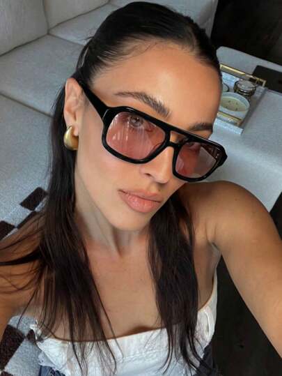 1 إطار نظارات مربع معدني كلاسيكي، نظارات شمسية يونيسيكس أنيقة من طراز البوهيمي، إكسسوارات شاطئ للنساء، نظارات شمسية للصيف والشاطئ والسفر والخارج