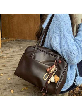 حقيبة كتف للنساء بتصميم فينتاج، حقيبة إبط موضة، حقيبة تسوق سعة كبيرة مناسبة للعمل والمدرسة والتنقل، بدون إكسسوارات