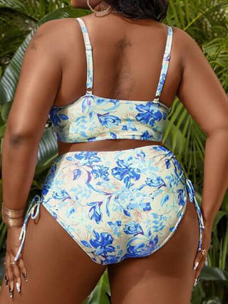 طقم تانكيني حريمي Swim Curve 2 قطعة / مجموعة ملابس سباحة كبيرة الحجم للنساء، طقم رندوم مكون من حمالة رفيعة مزخرفة بطبعات الأزهار وشورت عادي، للاستخدام اليومي أو لرحلة الشاطئ
