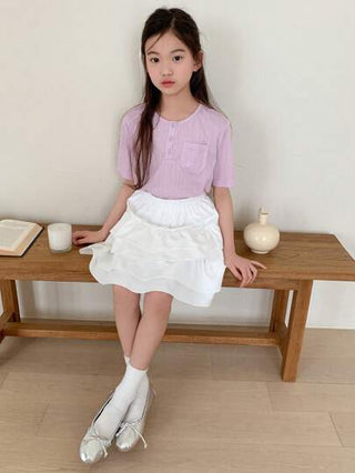 girls-sets DAZY مجموعة كاجوال مكونة من ملابس علوية بأكمام قصيرة وطباعة أحرف منفرد وتنورة كيك، مقاس متوسط الفتيات، 2 قطعة