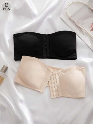 Shein Underwear&Sleepwear Basics مجموعة 2 قطعة من صدرية المرأة ذات الدعامة والإغلاق الأمامي، متعددة الألوان