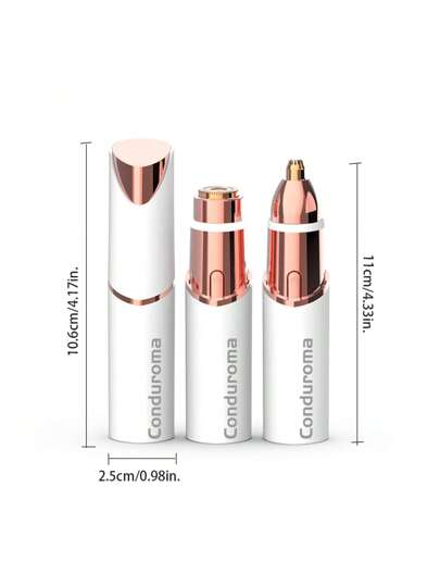 Conduroma جهاز تشذيب الحواجب والشعر الوجه للنساء قابل للشحن 2 في 1، ماكينة إزالة الشعر الوجه والحواجب بدون ألم، ماكينة حلاقة الشفاه والجسم مع إضاءة LED دائرية