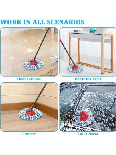 1/2 قطعة رأس مسح دوّار قابل للاستبدال، متوافق مع O-Cedar/Easy Wring Spin Mop، 2 قطعة رأس مسح من ألياف ميكروفايبر فائقة
