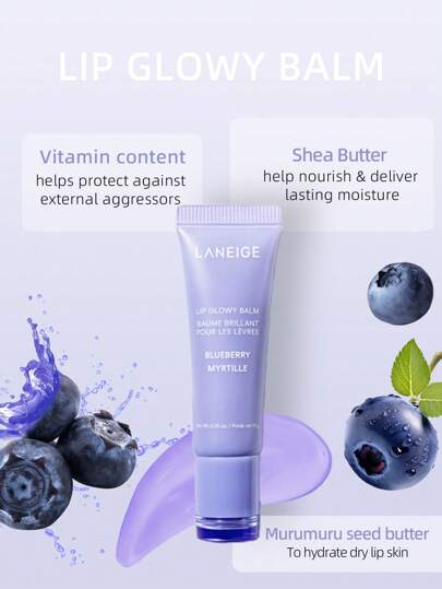 Laneige بلسم كوري 10جم للشفاه، شفاف ومرطب وخفيف الوزن ، مرمم ومحمر بزبدة الشيا لتغذية الشفاة الجافة، مكياج كوري، توت أزرق