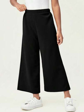 SHEIN بناطيل رياضية عريضة الساق أحادية اللون لفتيات التوين