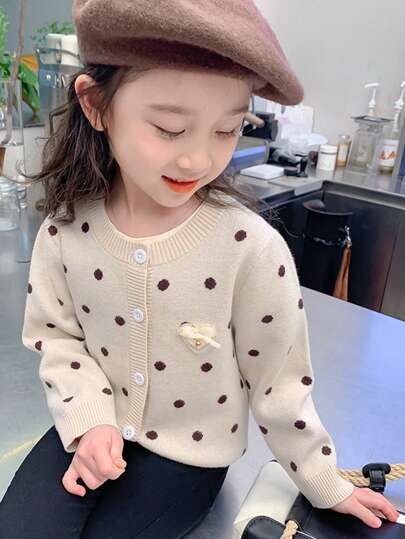 enmi bear كارديجان مضفر للفتيات المراهقات مع تطريز، بطراز كوري، كارديجان كاجوال بأكمام طويلة، للخريف/الشتاء