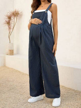 SHEIN جمبسوت واسعة الساق مخططة للحوامل من غازول للعطلات