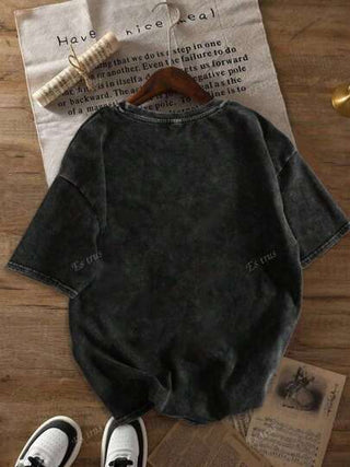تي شيرت صيفي للنساء بطبعات شوارعية، تصميم راتتلي متعدد الألوان بصورة فتاة وطباعة حروف، قطعة كاجوال مرتخية مغسولة بطريقة فينتاج
