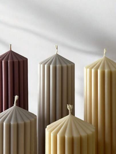 قطعة واحدة من الشموع الأسطوانية العطرية اليدوية، تصميم هندسي إبداعي مخطط بنقوش ثلاثية الأبعاد، مناسبة لديكور المنزل، المدفأة، الغرفة، غرفة المعيشة، ديكور الوسط، المكتب، شموع لخلق أجواء جميلة، هدية عيد ميلاد، شموع صويا، مجموعة شموع، حامل شموع، هدية للصديق،