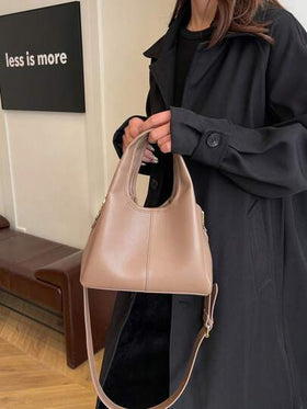 حقيبة نسائية عصرية من الجلد الناعم ذات سعة كبيرة بشكل دلو، حقيبة عبر الجسم بلون كاكي أنيقة وأنيقة