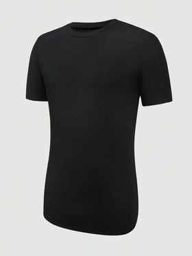 SHEIN Manfinity Dauomo تيشيرت قصير الأكمام أحادي اللون، كاجوال متعدد الاستخدامات للرجال