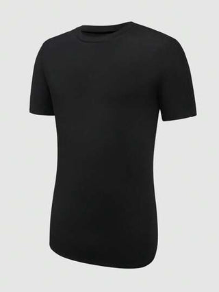 SHEIN Manfinity Dauomo تيشيرت قصير الأكمام أحادي اللون، كاجوال متعدد الاستخدامات للرجال